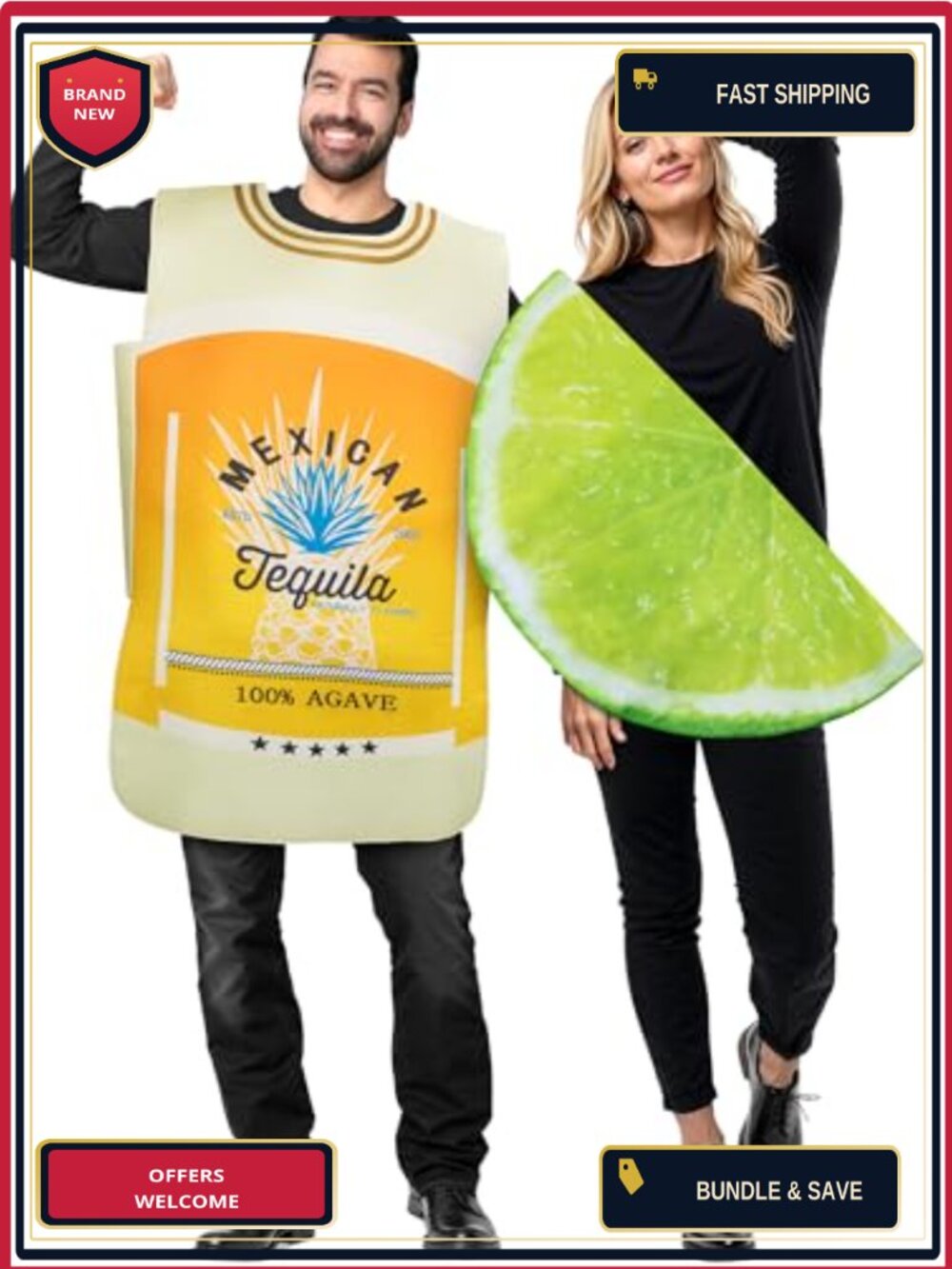 Zadin Tequila & Lime Couples Halloween Costume Adult Polyester Funny Matching